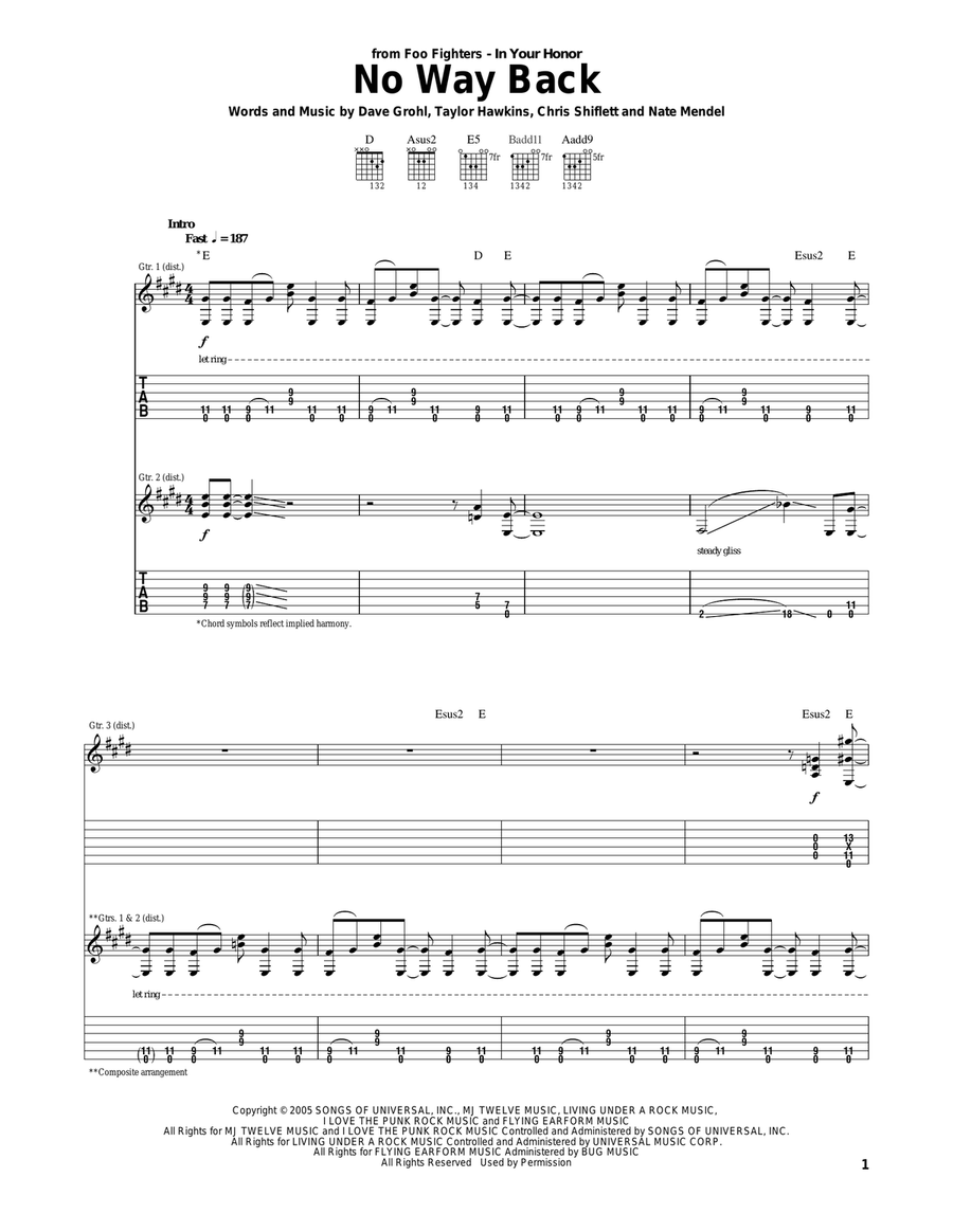 No Way Back No Way Back Acoustic Guitar scores gallery preview page 1