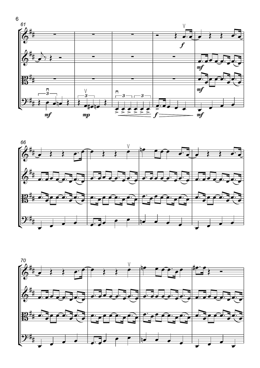 Crazy Little Thing Called Love String Quartet scores gallery preview page 6