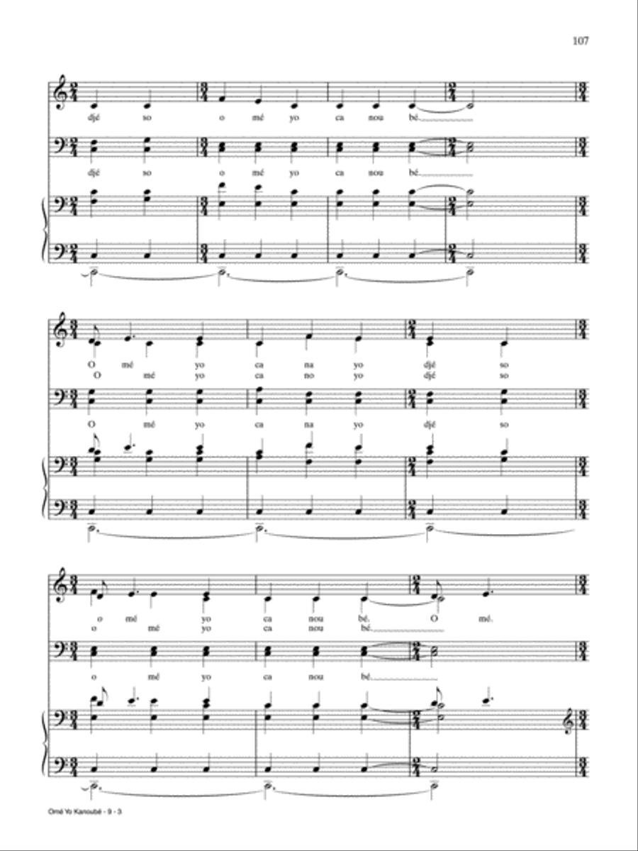 Omé Yo Kanoubé Piano, Vocal, Guitar scores gallery preview page 3