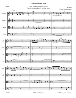 Bach: Prelude BWV 849 transcribed for String Quartet