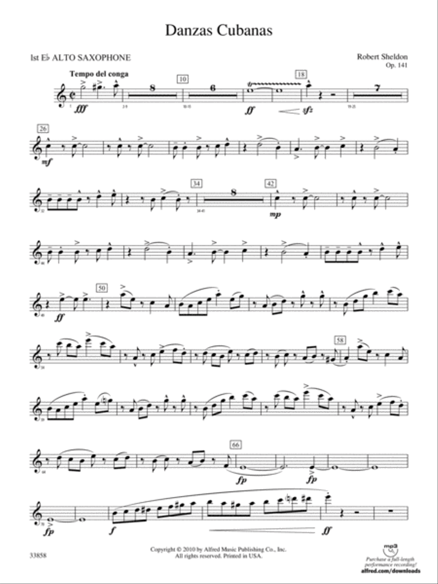 Danzas Cubanas: E-flat Alto Saxophone Concert Band scores gallery preview page 1