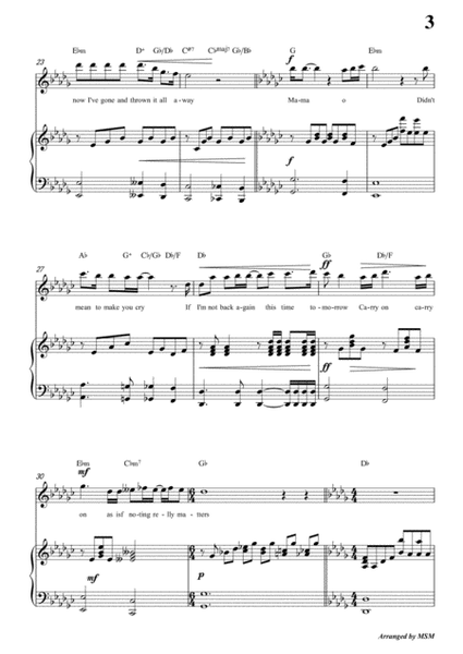 Bohemian Rhapsody,in D flat Major,for Voice and Piano