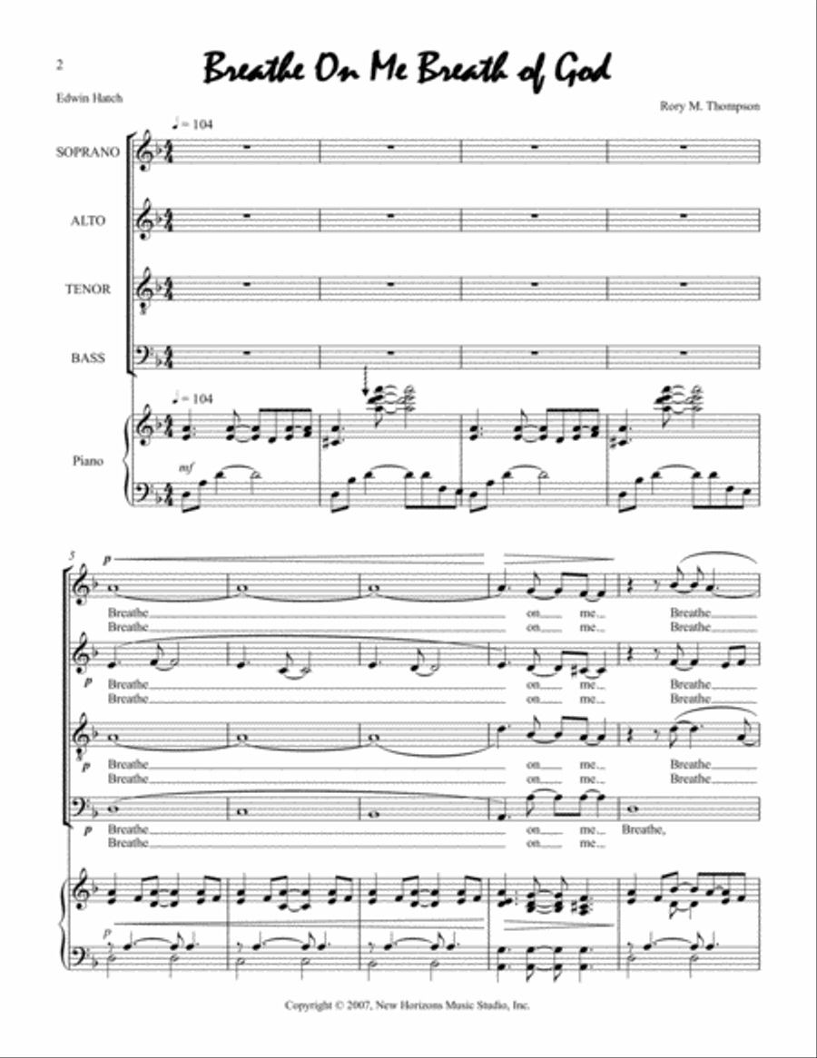 Breathe on Me, Breath of God (SATB Choir) 4-Part scores gallery preview page 2
