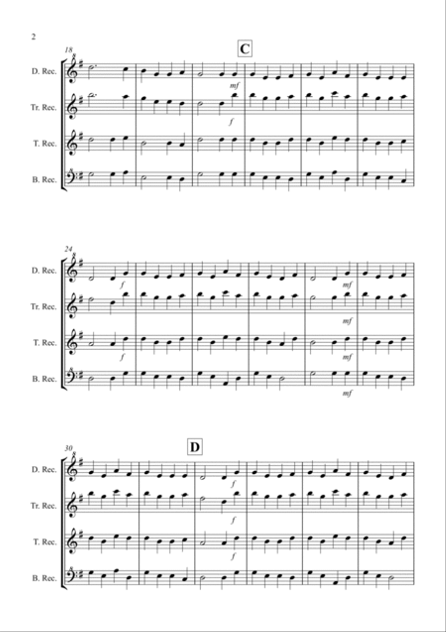 Basse Dance by Susato for Recorder Quartet Recorder scores gallery preview page 2