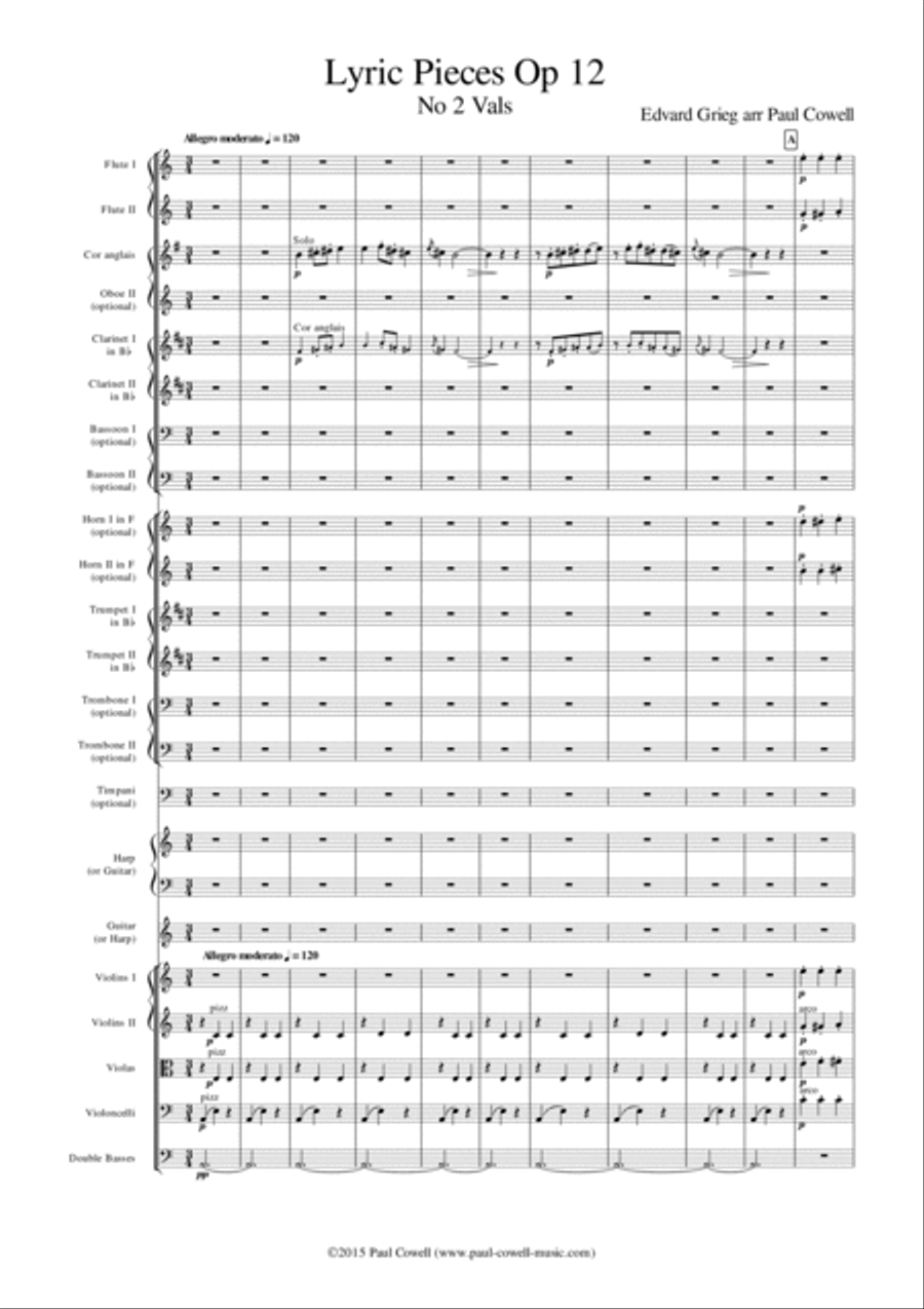 GRIEG Vals (Waltz) arranged for small orchestra Chamber Orchestra scores gallery preview page 2