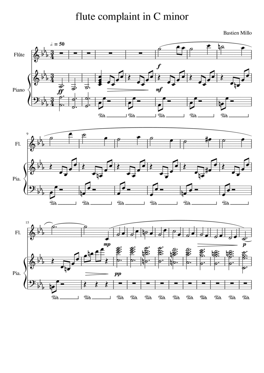 Flûte complaint in c minor for flute and piano Woodwind Duet scores gallery preview page 1