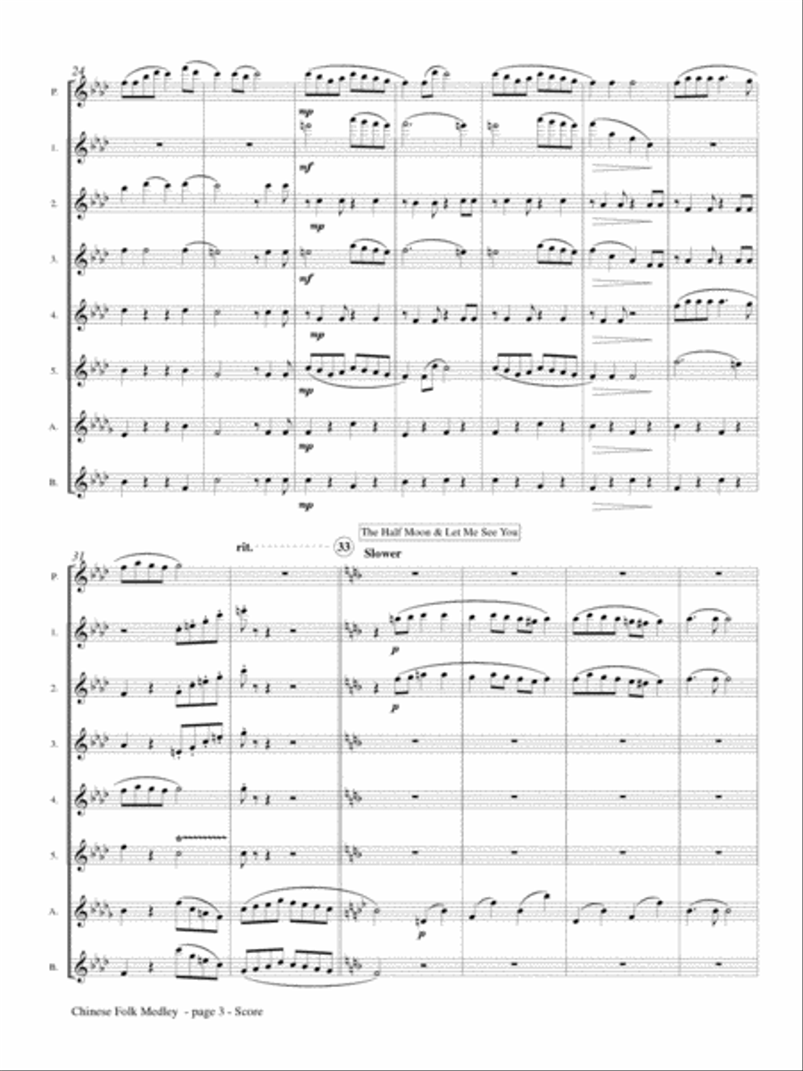 Chinese Folk Medley for Flute Choir Flute Choir scores gallery preview page 4