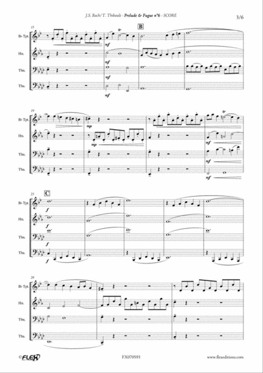 Prelude & Fugue n6 in G minor (BWV 558) Brass Quartet scores gallery preview page 3