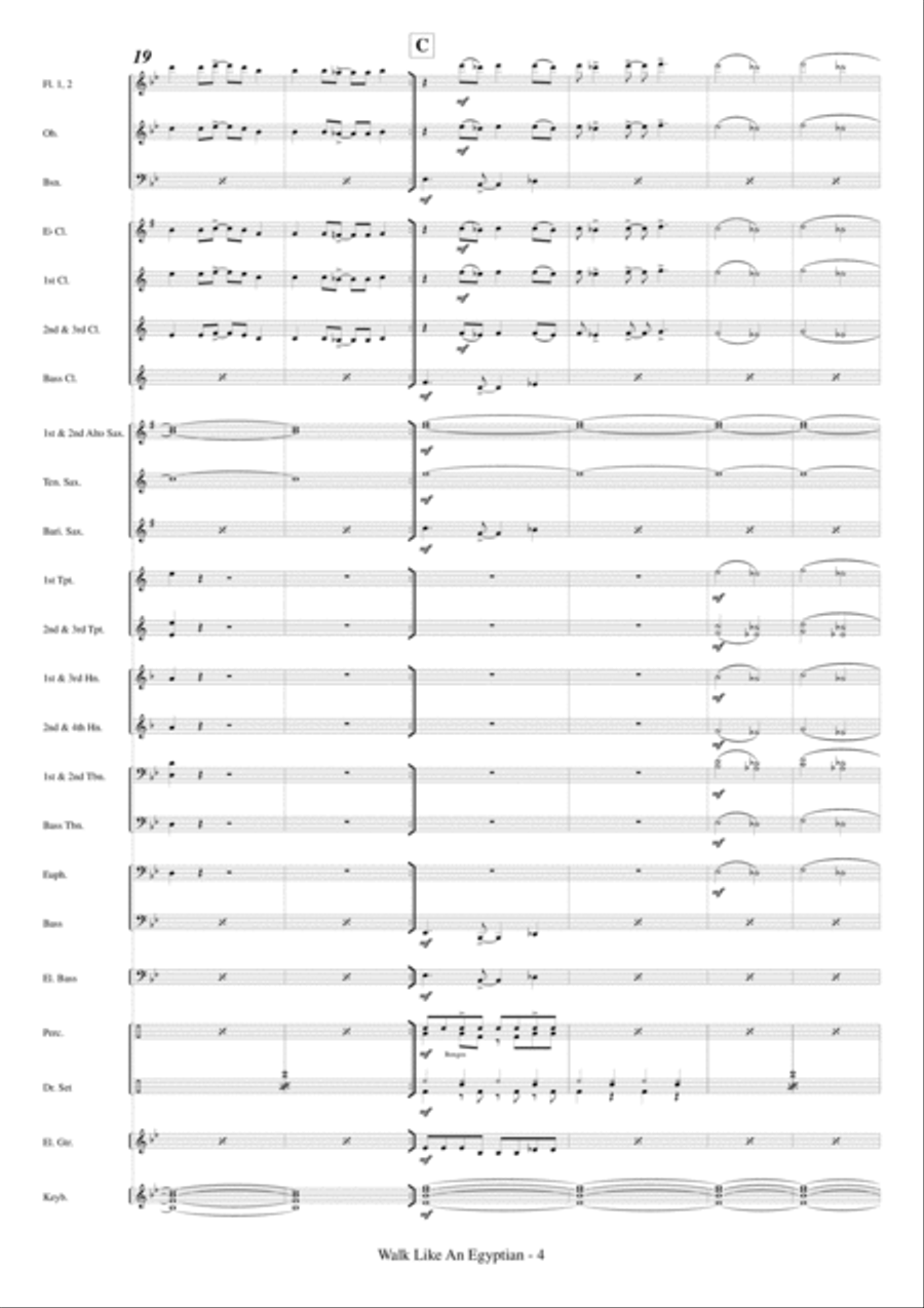 Walk Like An Egyptian Concert Band scores gallery preview page 6