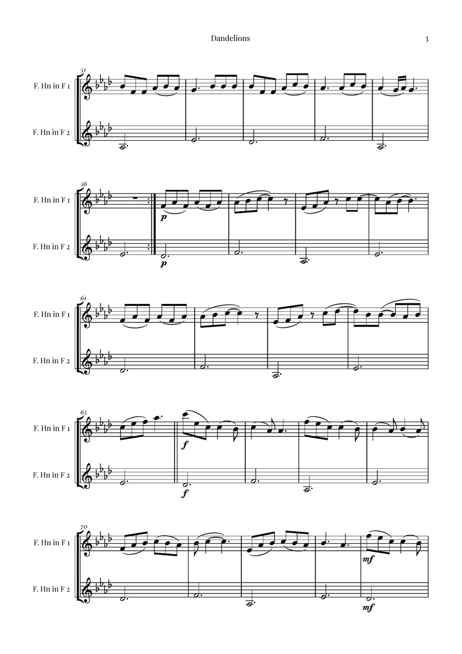 Dandelions Brass Duet scores gallery preview page 3