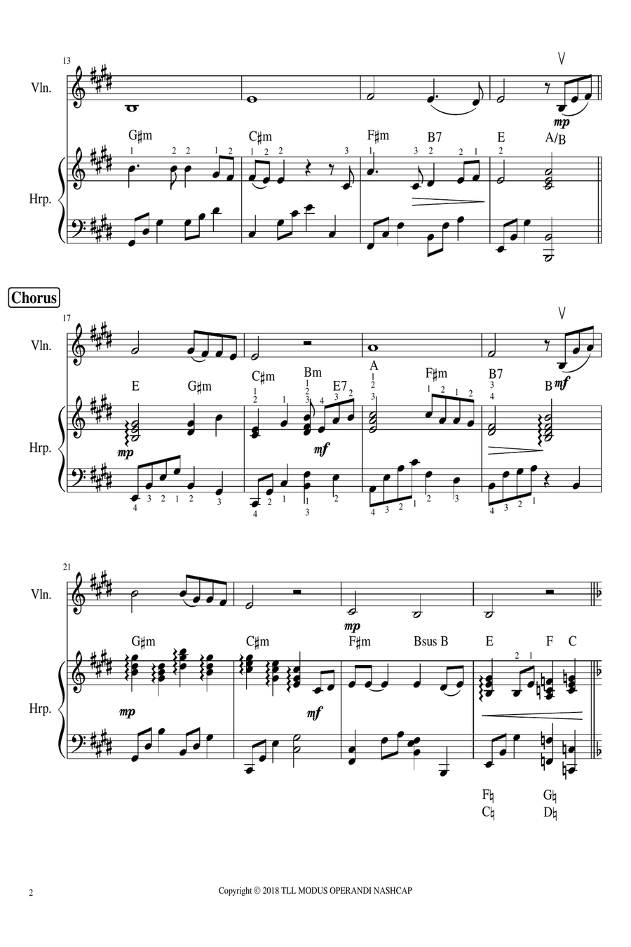 [Harp & Violin Duet] 恩典之路+一生愛祢 | The Path of Grace +With All My Love by Stream of Praise String Duet scores gallery preview page 2