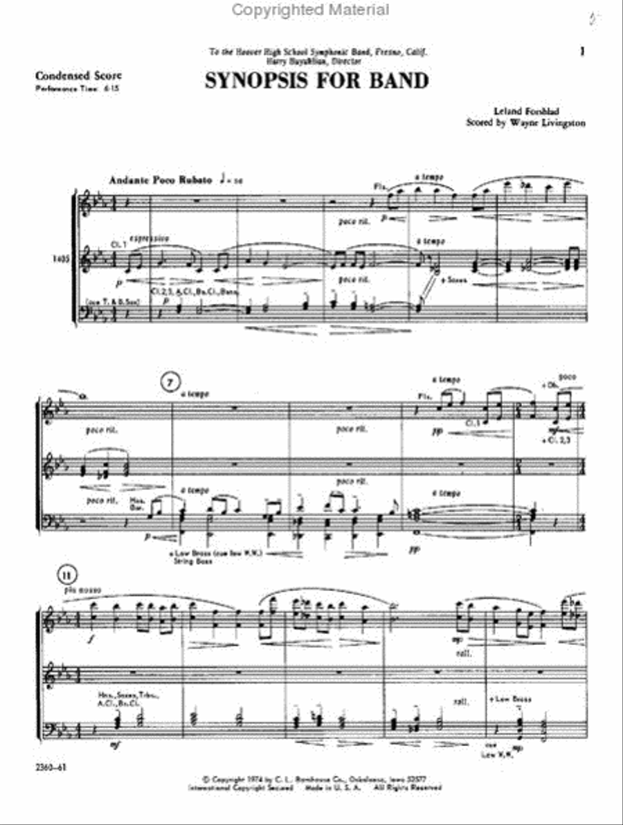 Synopsis for Band Concert Band scores gallery preview page 2