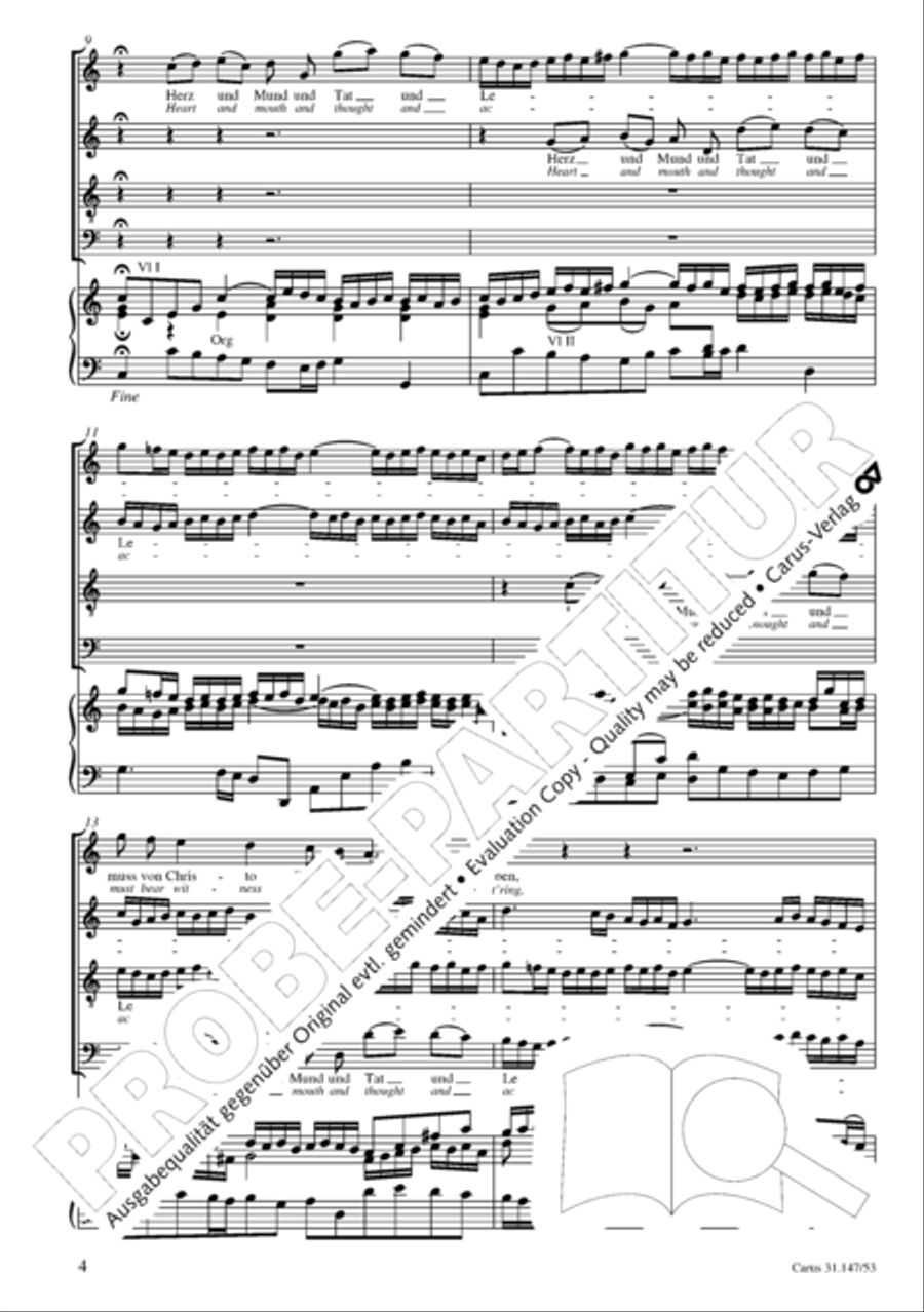 Heart and mouth and thought and action (Herz und Mund und Tat und Leben) (Herz und Mund und Tat und Leben) 4-Part scores gallery preview page 5