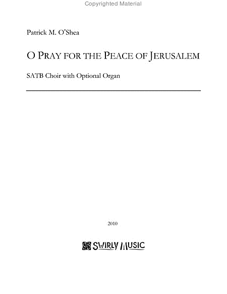 O Pray for the Peace of Jerusalem