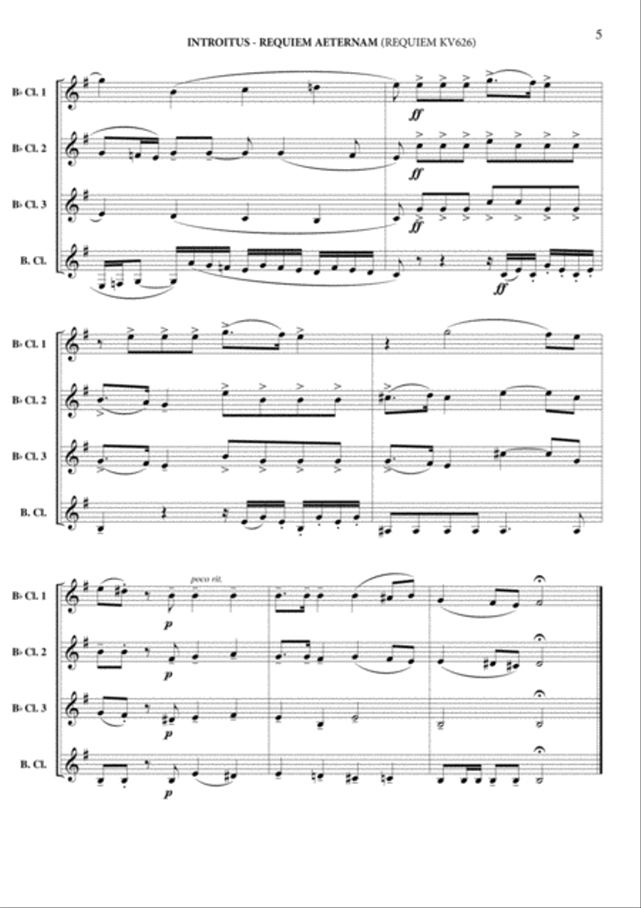 Introitus - Requiem Aeternam (Requiem KV 626) Clarinet Quartet scores gallery preview page 6