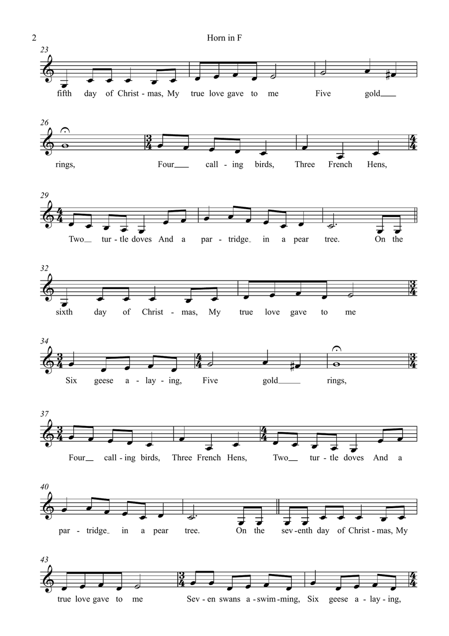 The Twelve Days of Christmas Horn Solo scores gallery preview page 2
