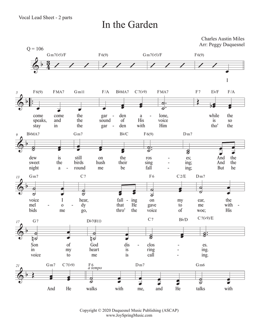 In the Garden (2 part - Vocal) 2-Part scores gallery preview page 1