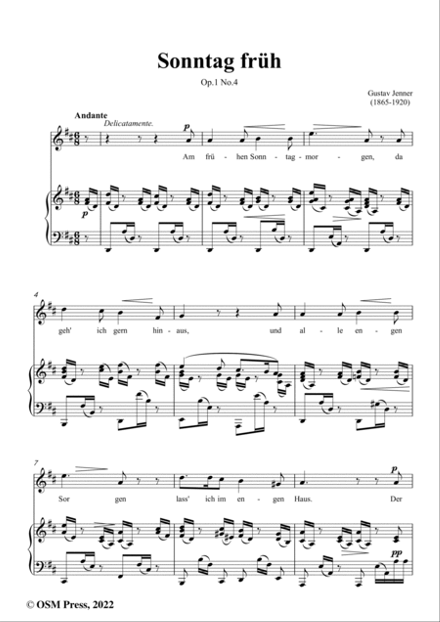 Jenner-Sonntag früh,in D Major,Op.1 No.4 Voice scores gallery preview page 2