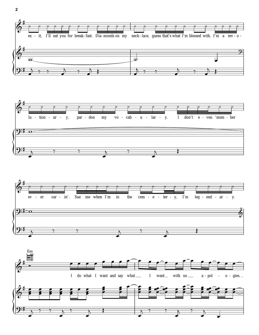 No Apologies No Apologies Piano, Vocal, Guitar scores gallery preview page 2