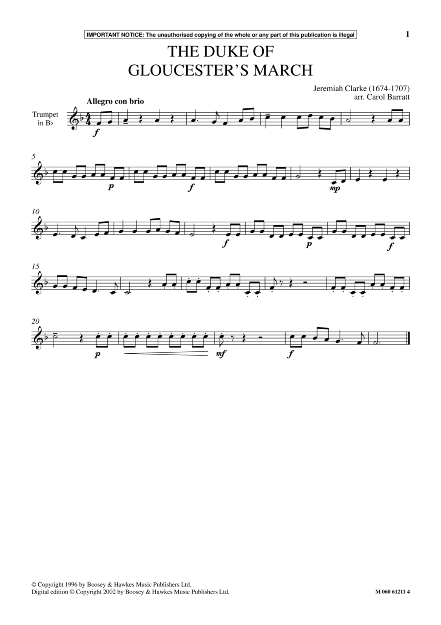 The Duke Of Gloucester's March School and Community scores gallery preview page 1