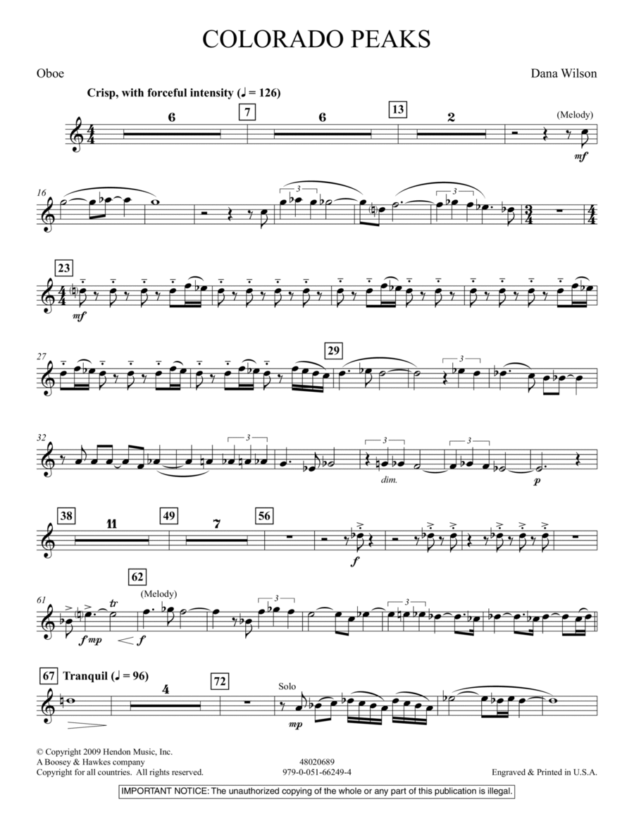 Colorado Peaks - Oboe Concert Band scores gallery preview page 1