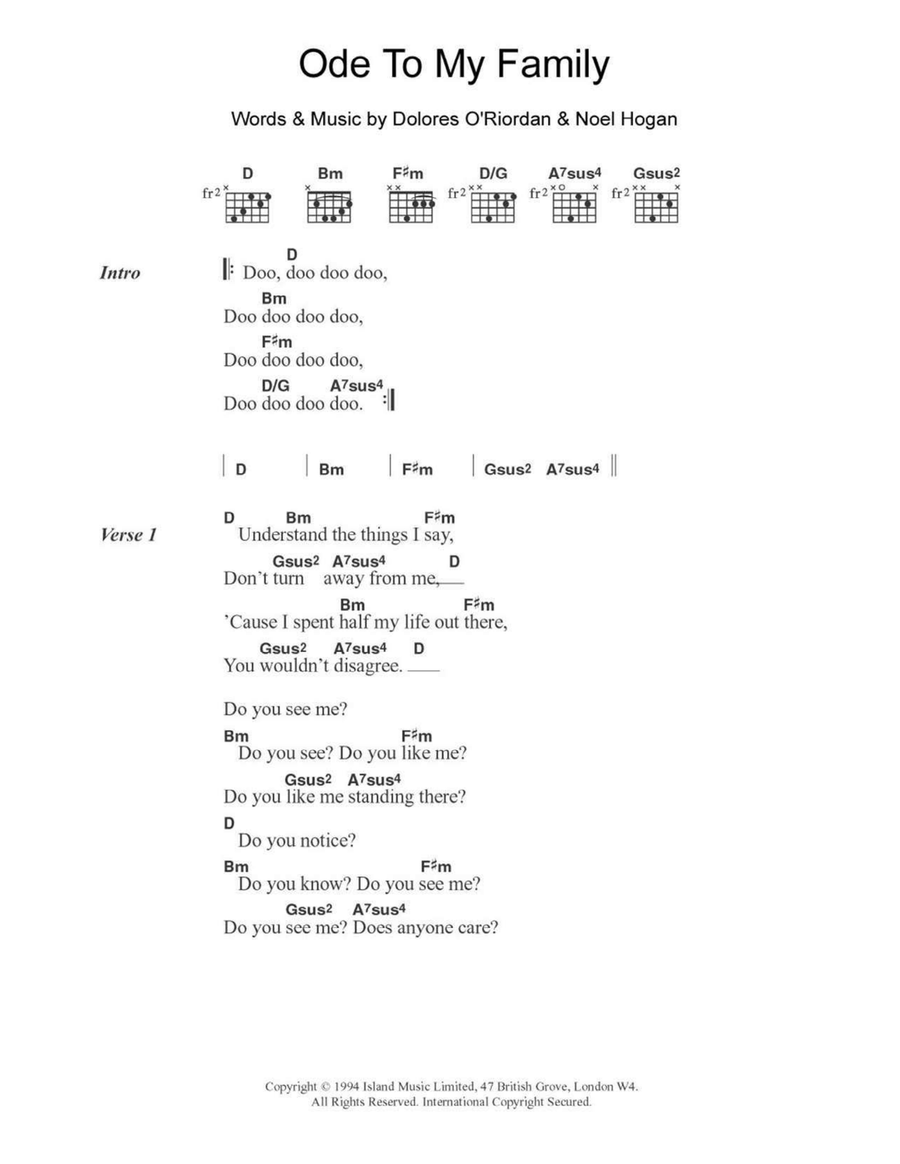 Ode To My Family Ode To My Family Acoustic Guitar scores gallery preview page 1