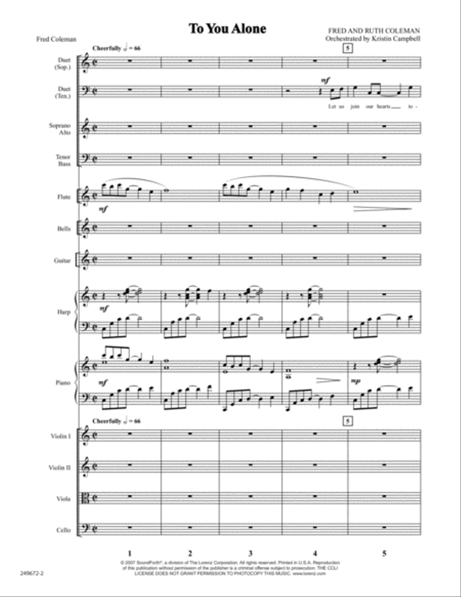 To You Alone - Orchestral Score and Parts
