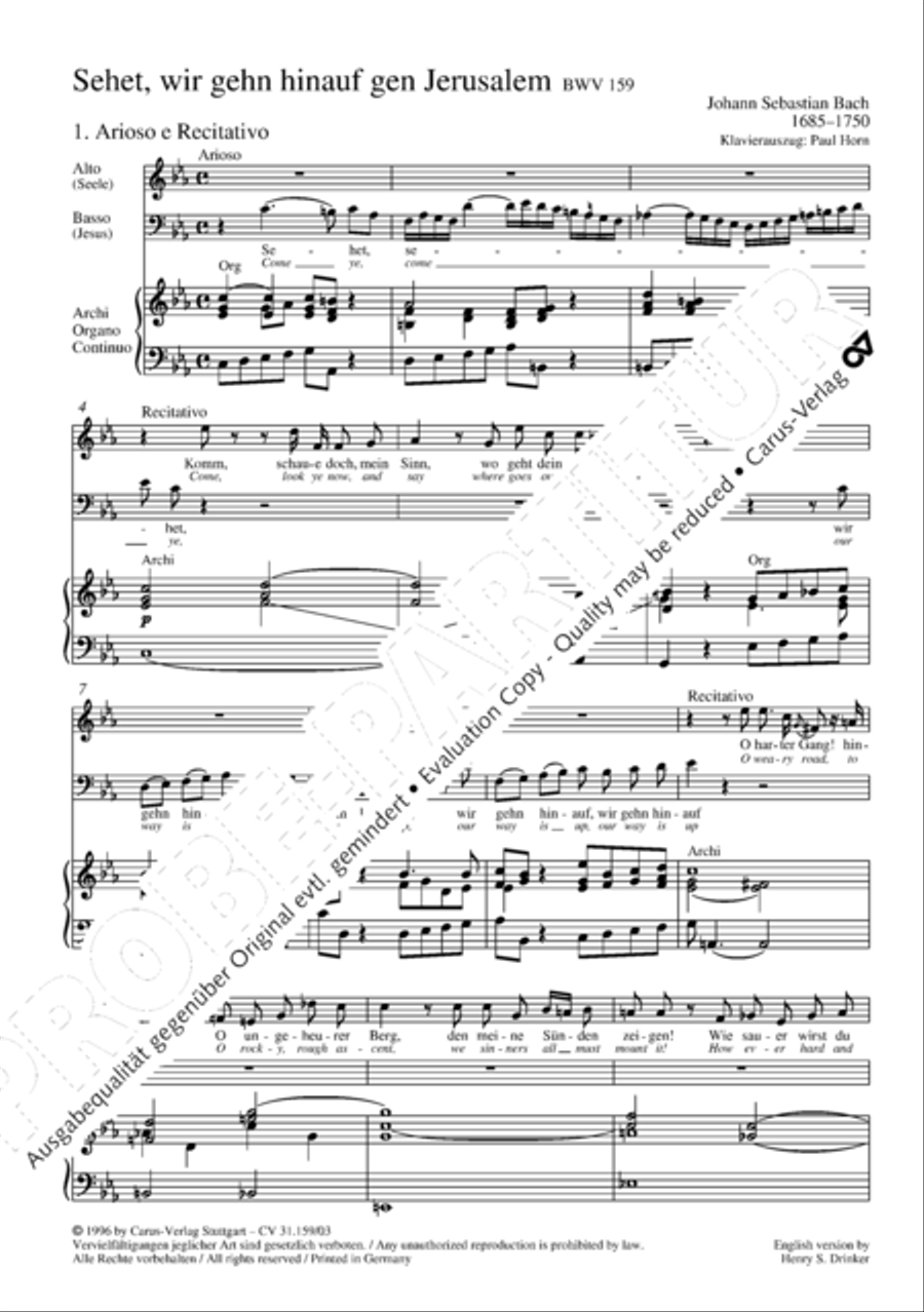 Come ye, our way is up to Jerusalem (Sehet, wir gehn hinauf gen Jerusalem) 4-Part scores gallery preview page 5