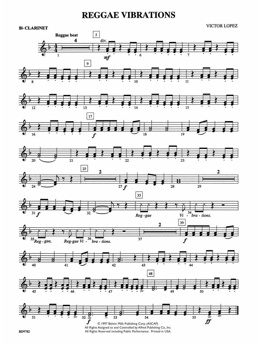 Reggae Vibrations: 1st B-flat Clarinet