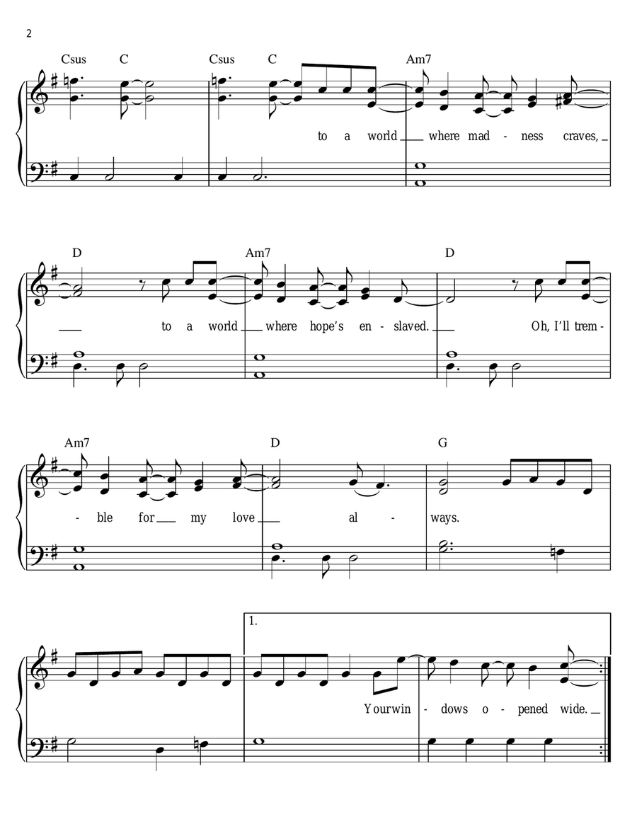Tremble For My Beloved Easy Piano scores gallery preview page 2