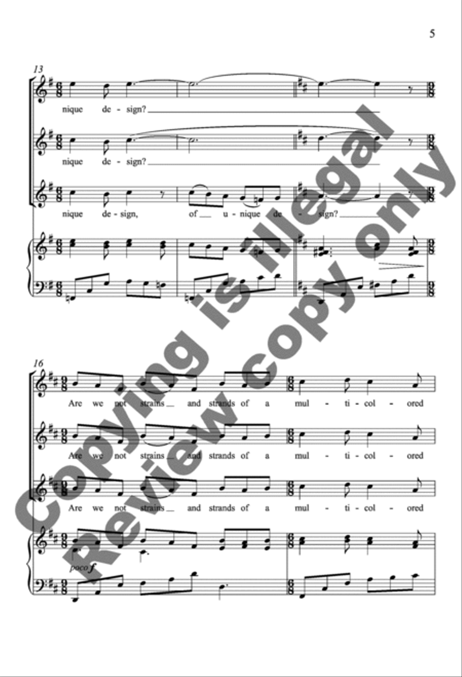 The Music of Being (Piano/Choral Score) SSA scores gallery preview page 5