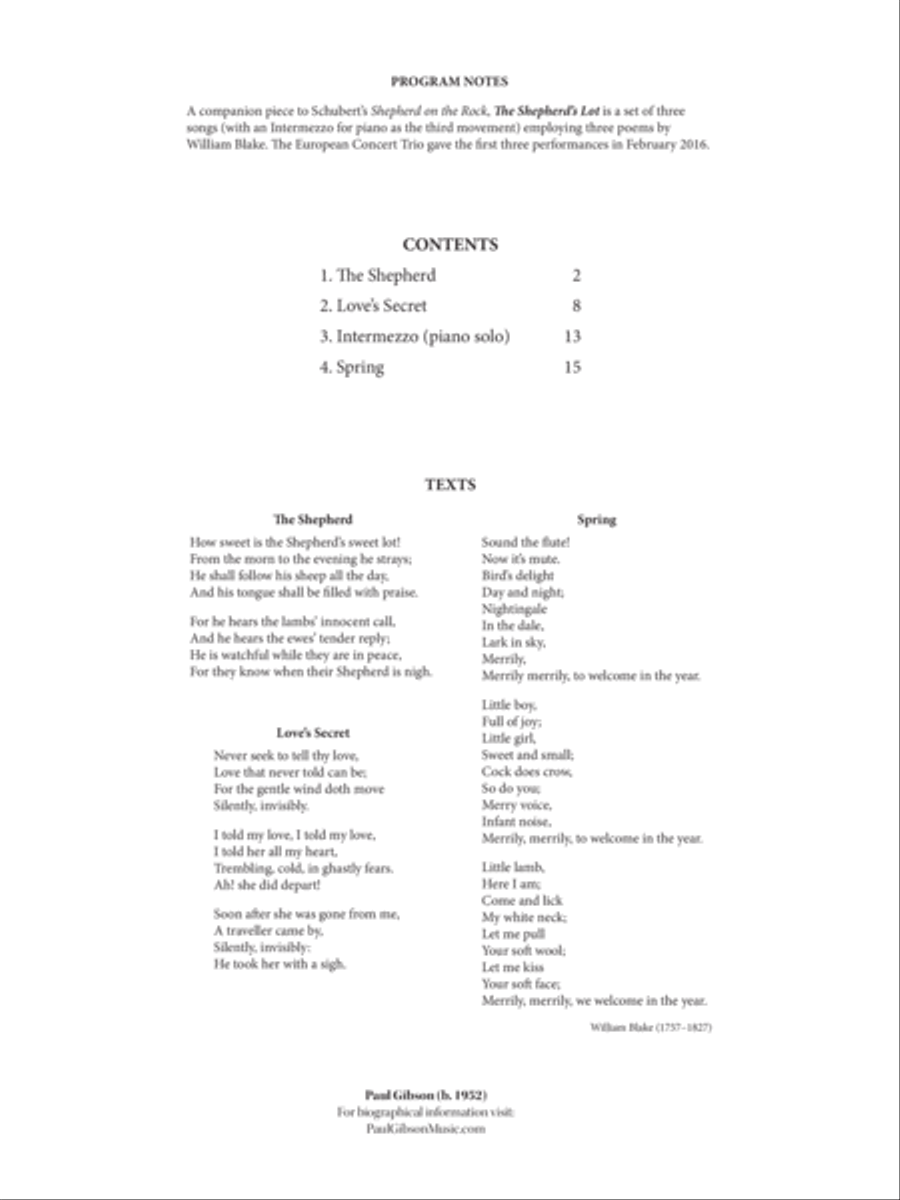 The Shepherd's Lot The Shepherd's Lot Clarinet scores gallery preview page 1