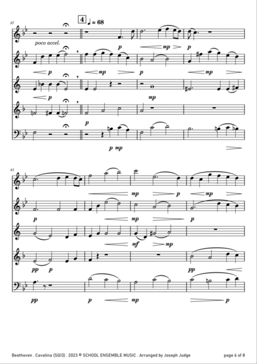 Cavatina by Beethoven for Woodwind Quintet in Schools Woodwind Quintet scores gallery preview page 6