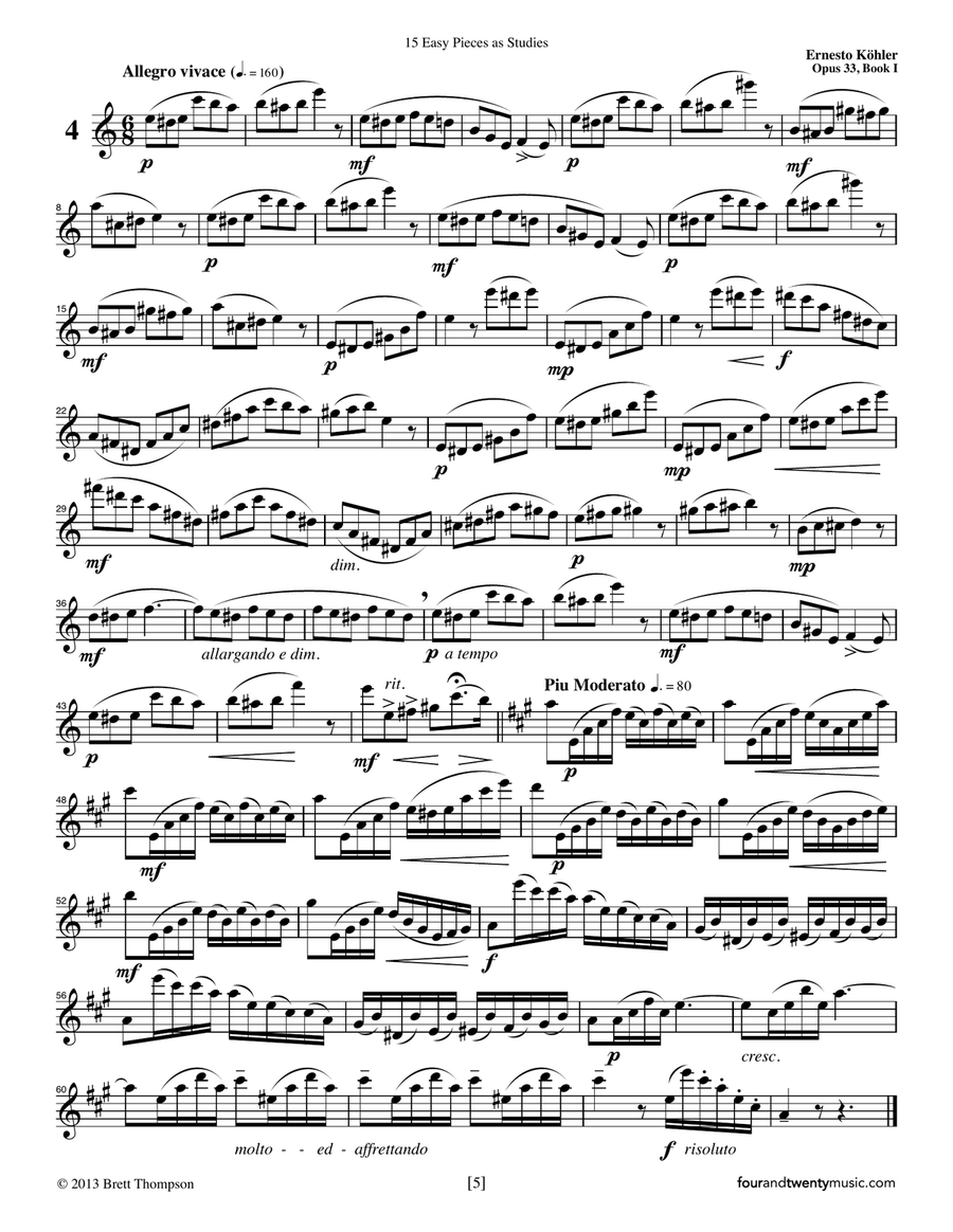 Progress in Flute Playing, 15 Easy Pieces as Studies, opus 33, Book 1 Flute Solo scores gallery preview page 5