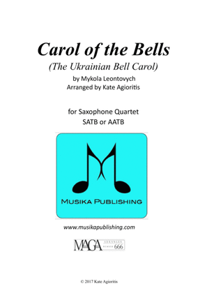 Book cover for Carol of the Bells (Ukrainian Bell Carol) - for Saxophone Quartet