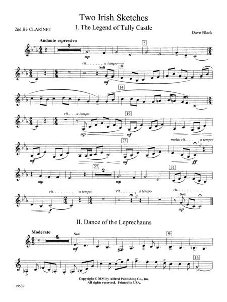 Two Irish Sketches: 2nd B-flat Clarinet