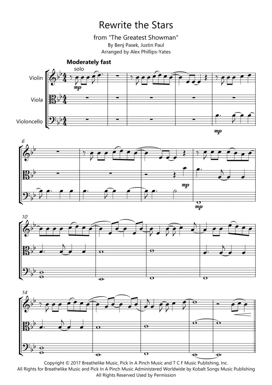 Rewrite The Stars Rewrite The Stars String Trio scores gallery preview page 1