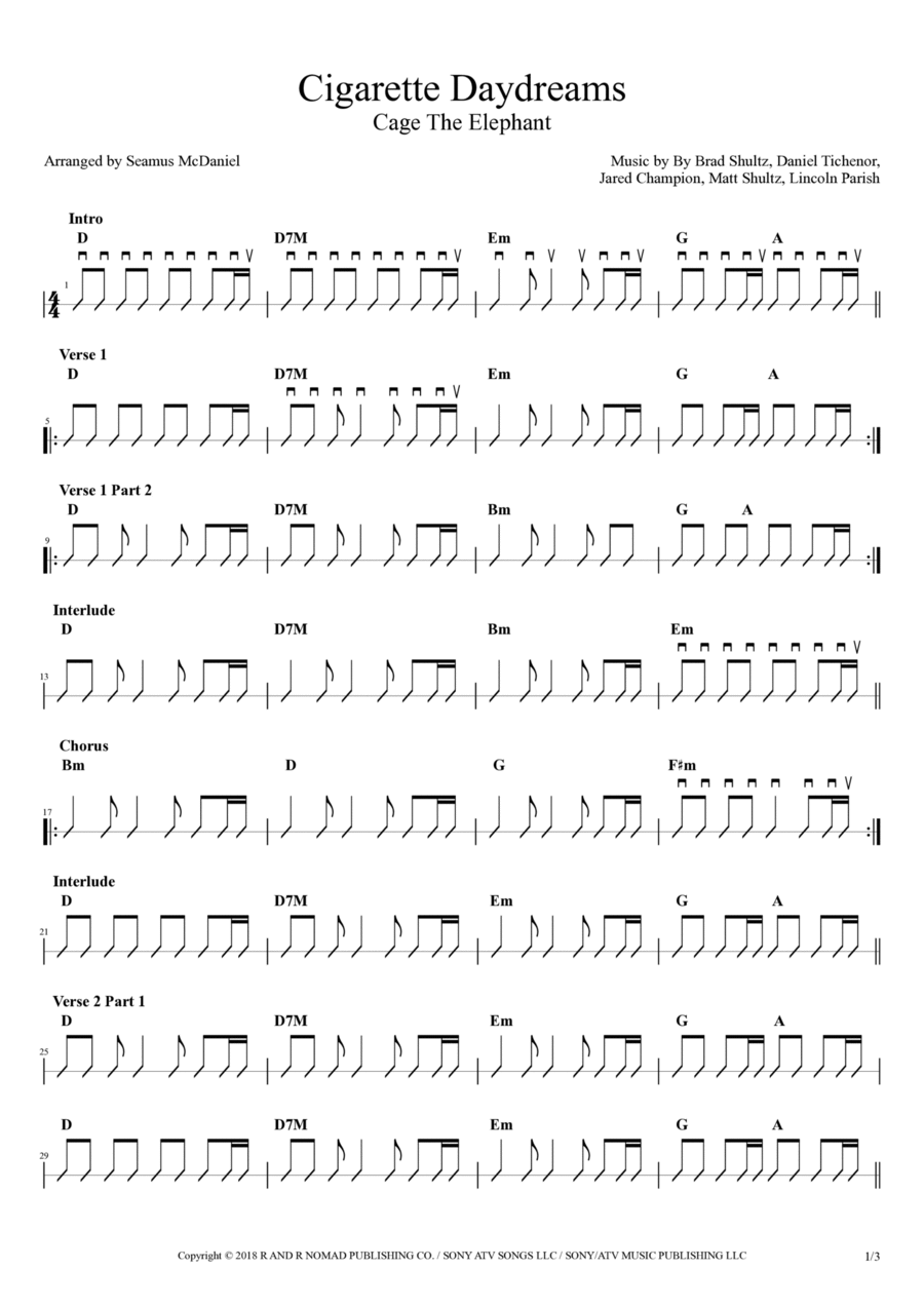 Cigarette Daydreams Guitar Solo scores gallery preview page 1