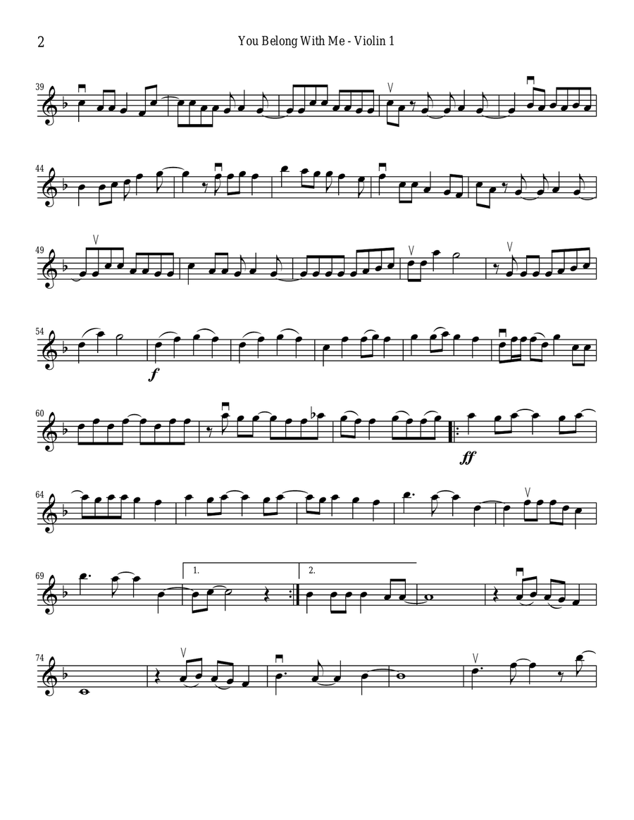 You Belong With Me String Quartet scores gallery preview page 2