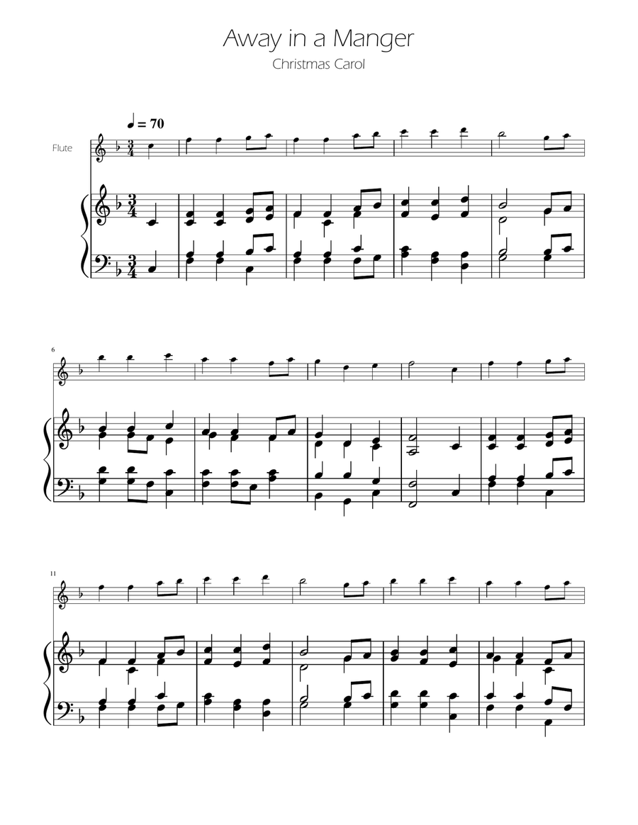 Away in a Manger - Flute Solo w/ Piano