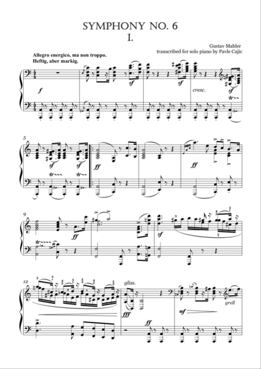 Mahler 6th Symphony: piano solo transcription (1st mvt.) Piano Solo scores gallery preview page 2
