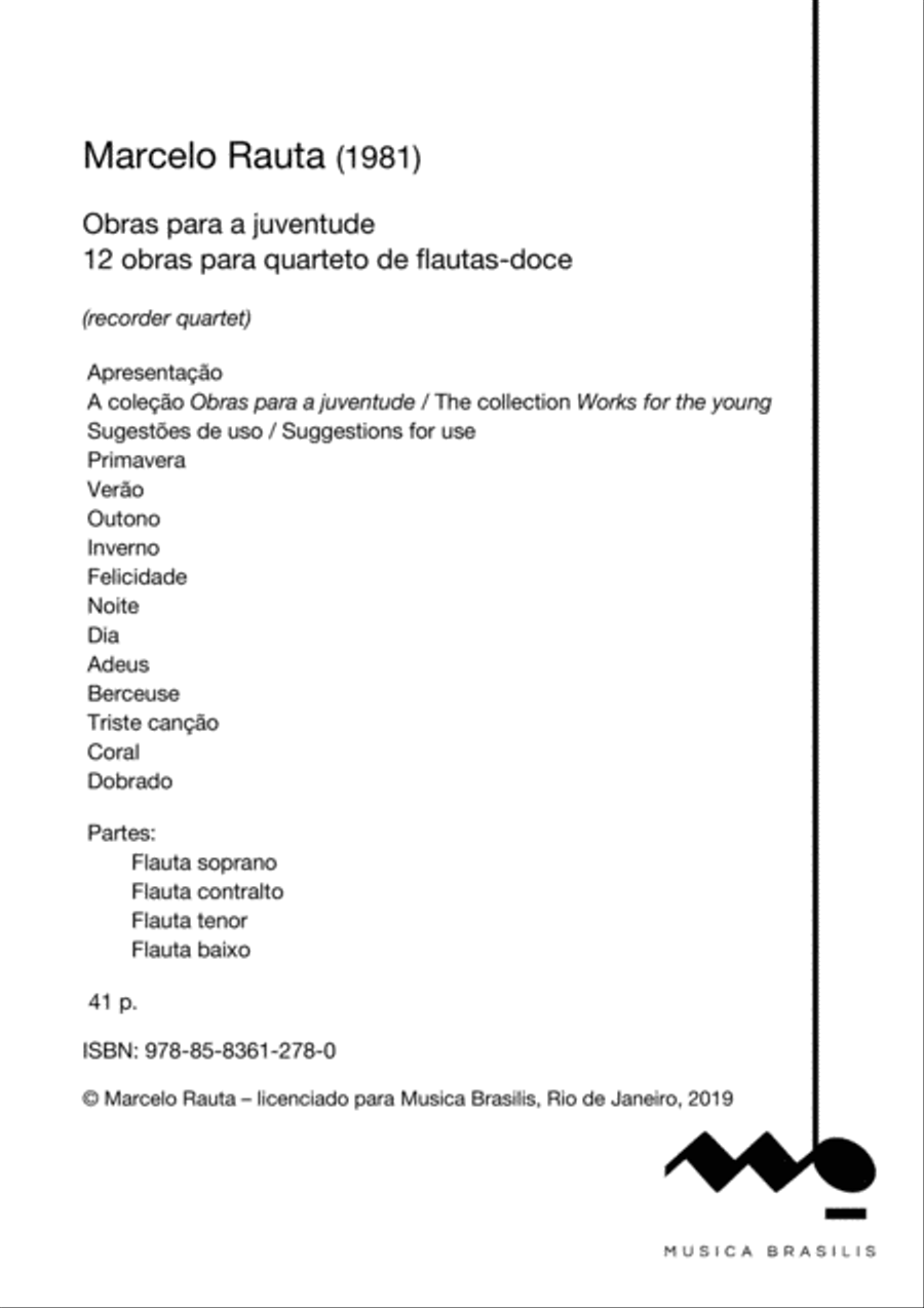 12 obras para quarteto de flautas-doce Small Ensemble scores gallery preview page 2