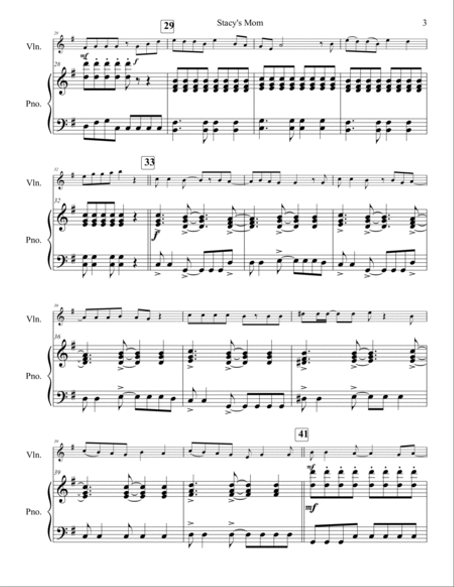 Stacy's Mom Violin Solo scores gallery preview page 4