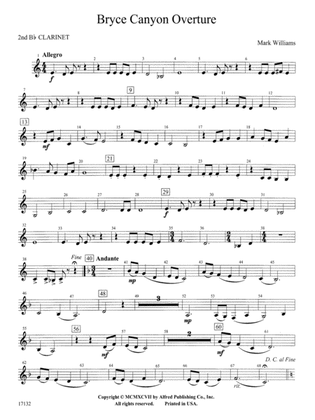 Bryce Canyon Overture: 2nd B-flat Clarinet