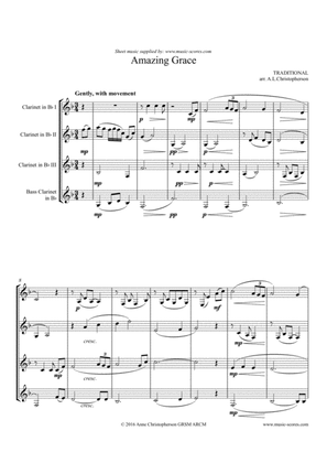Amazing Grace - 3 Bb Clarinets and Bass Clarinet