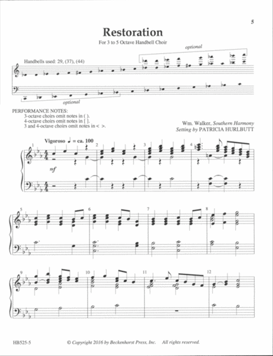 Three Tunes from Southern Harmony 5-Octaves scores gallery preview page 4
