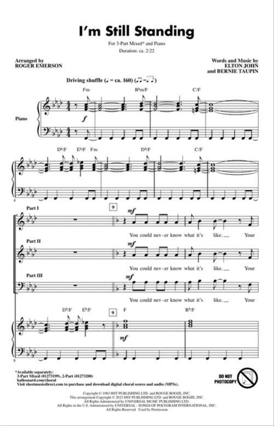 I'm Still Standing 3-Part scores gallery preview page 3