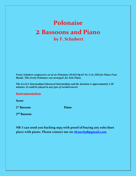 Polonaise - F. Schubert - For 2 Bassoons and Piano - Intermediate image number null