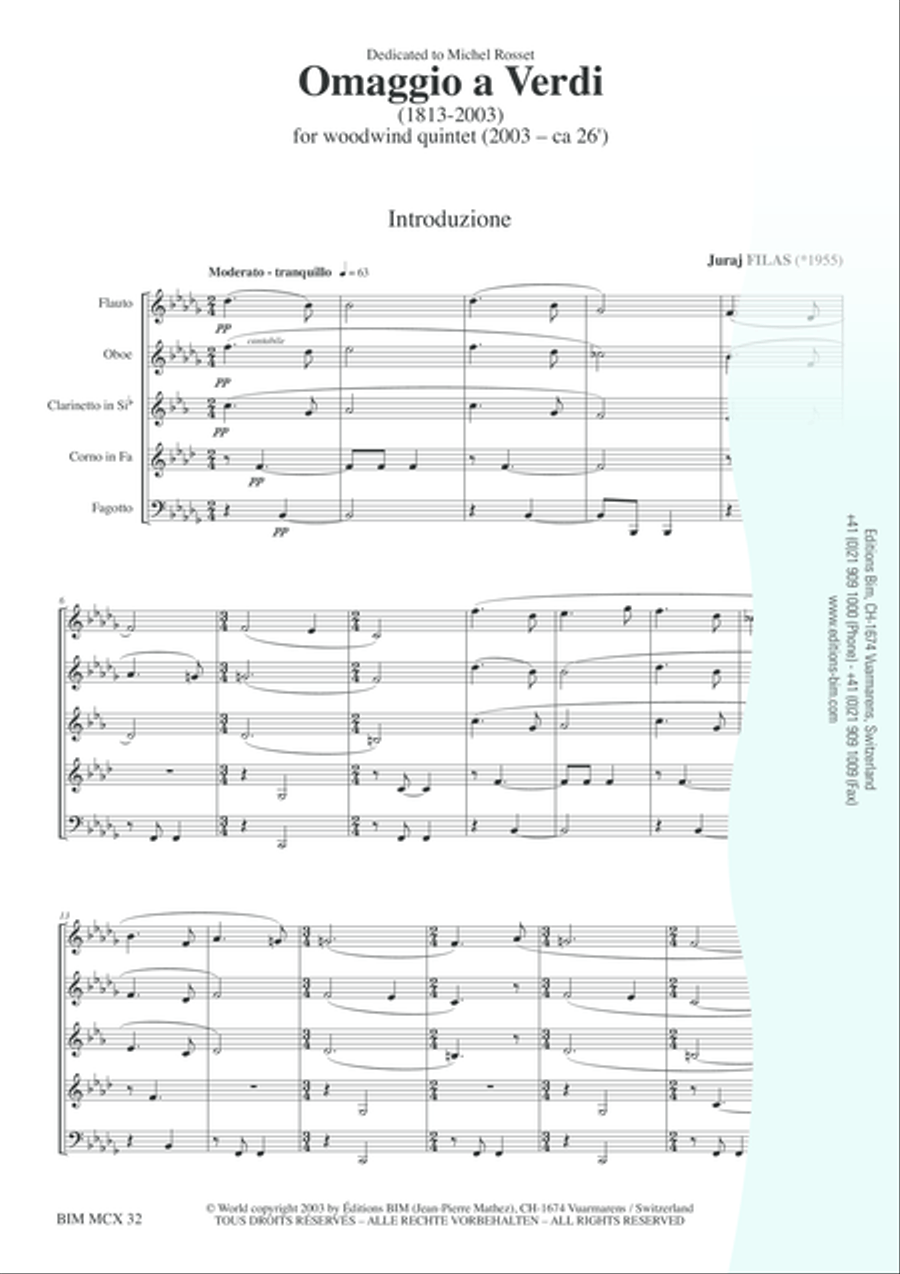 Omaggio a Verdi (1813-2003) Woodwind Quintet scores gallery preview page 2