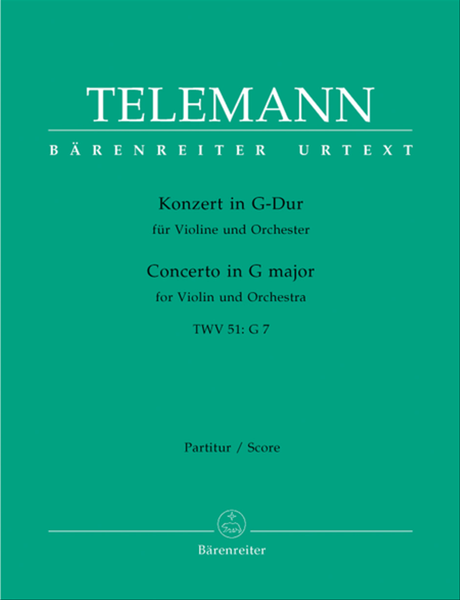 Concerto for Violin and Orchestra in G major TWV 51:G 7 String Orchestra scores gallery preview page 1